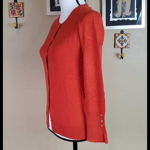 Zara Knit orange button down sweater - Picture 3 of 6